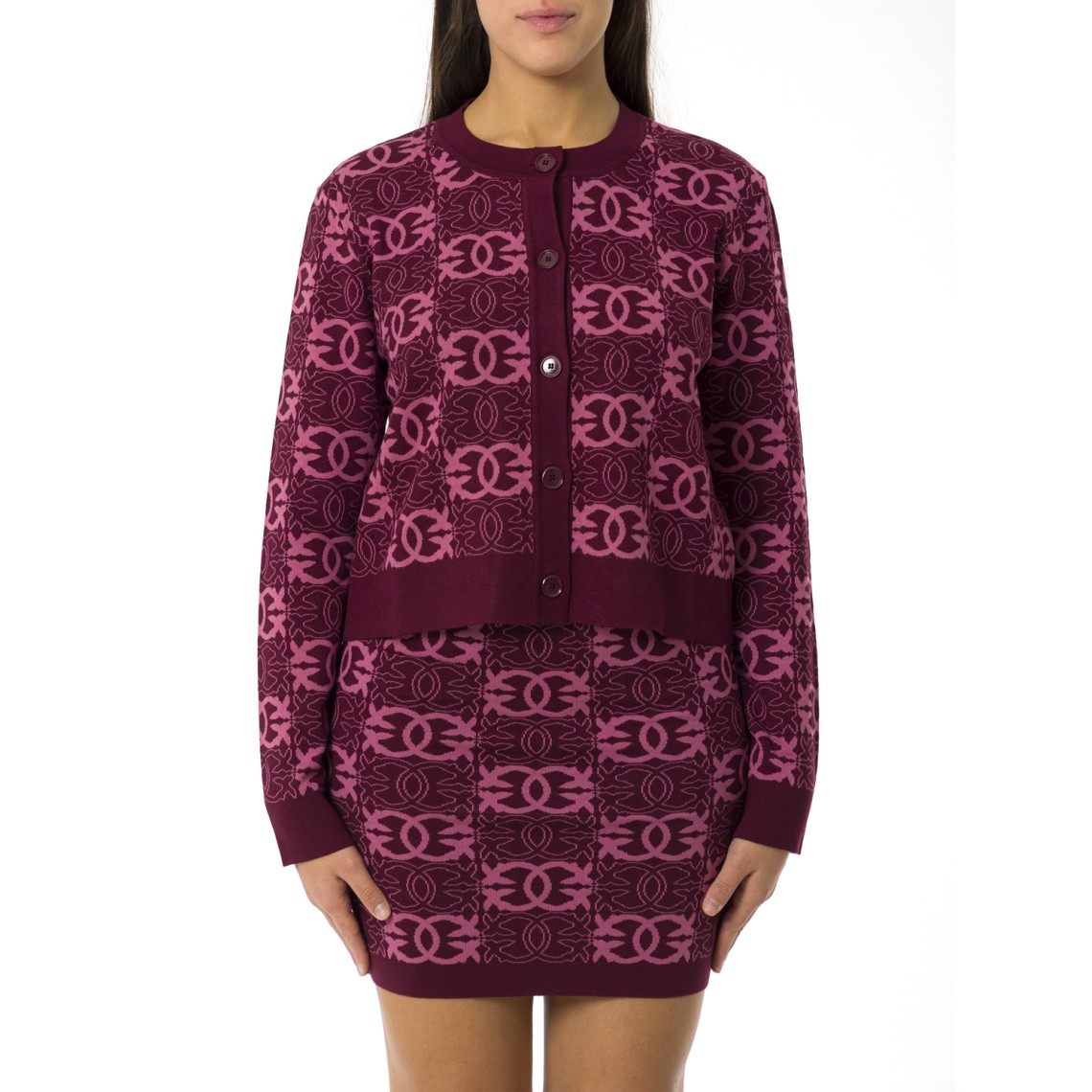 Cardigan Pinko con logo Love Birds