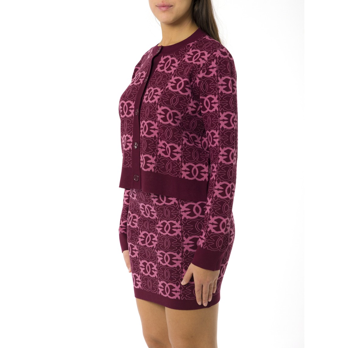 Cardigan Pinko con logo Love Birds