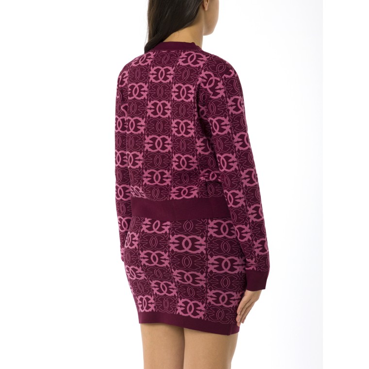 Cardigan Pinko con logo Love Birds