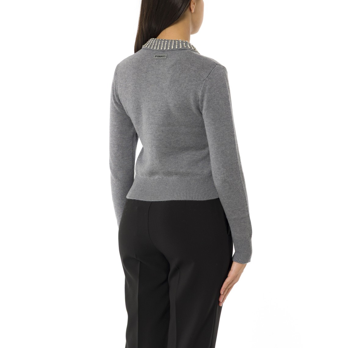 Maglia con colletto e strass Pinko