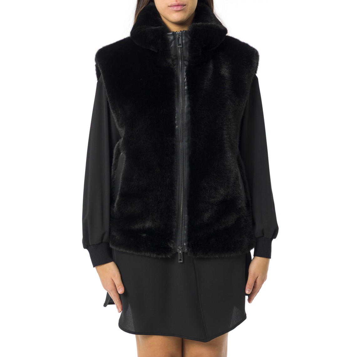 Gilet effetto pelliccia con zip Pinko