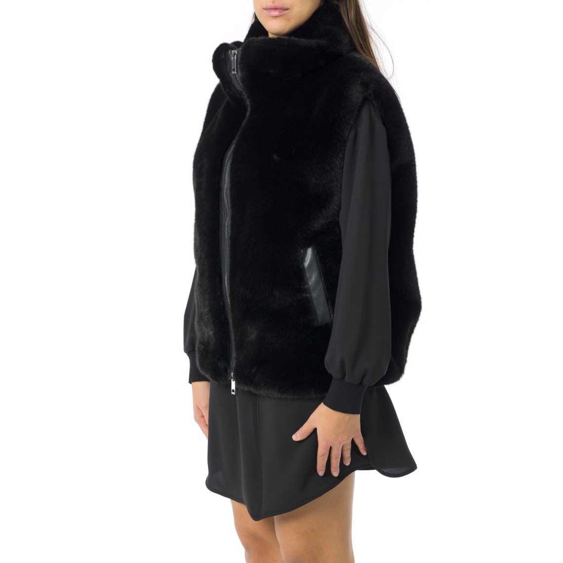 Gilet effetto pelliccia con zip Pinko