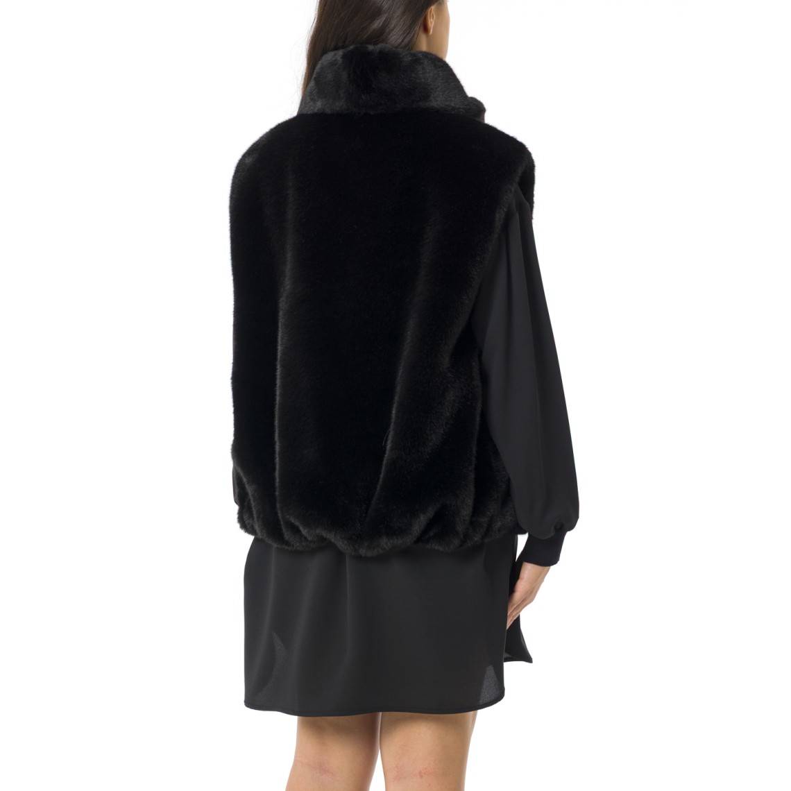 Gilet effetto pelliccia con zip Pinko