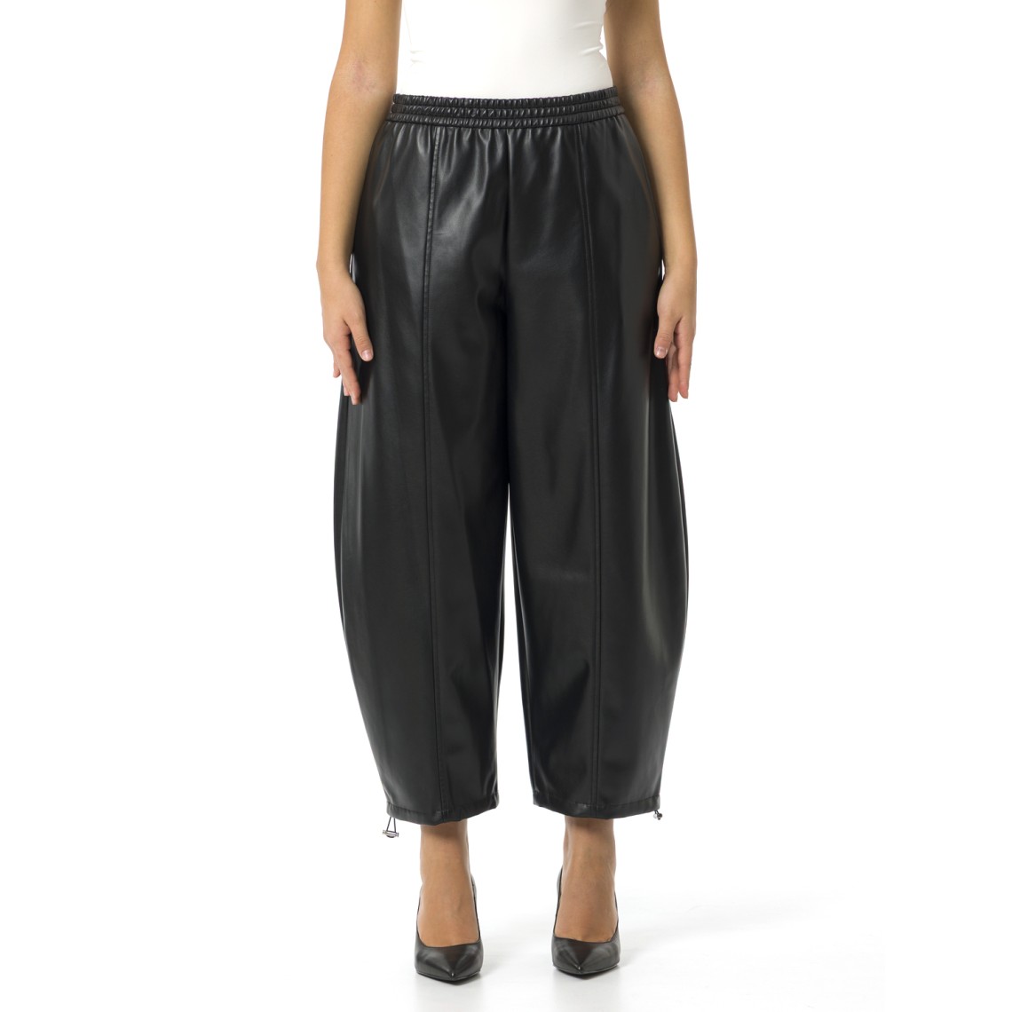 Pantaloni balloon effetto pelle Pinko