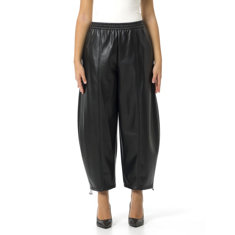 Pantaloni balloon effetto pelle Pinko