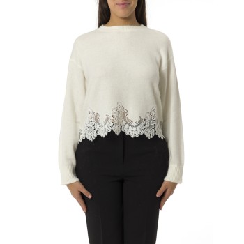Maglia in angora con ricamo e pizzo Twinset