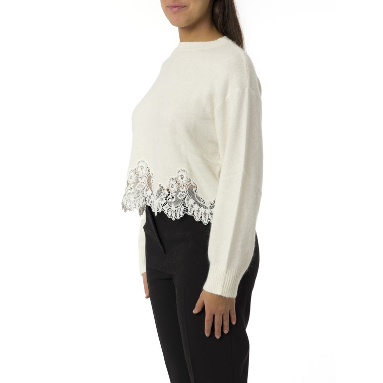 Maglia in angora con ricamo e pizzo Twinset