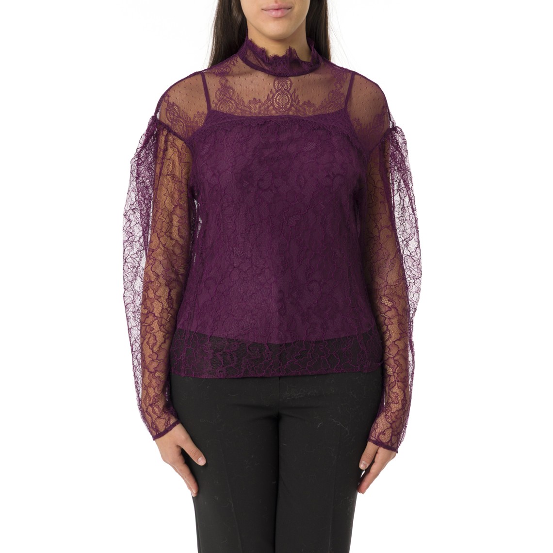 Blusa in pizzo con volant Twinset