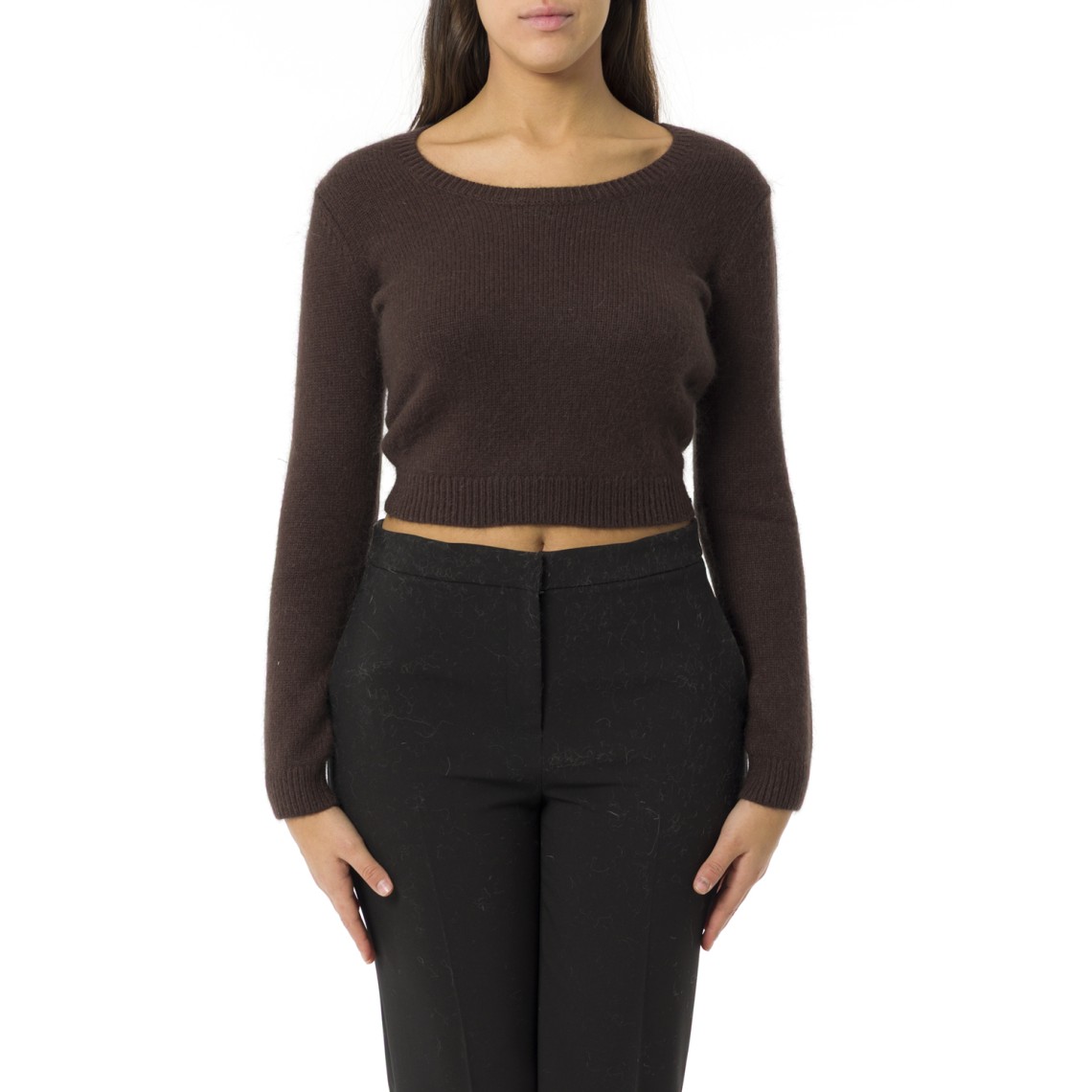 Maglia in misto angora con spilla Twinset