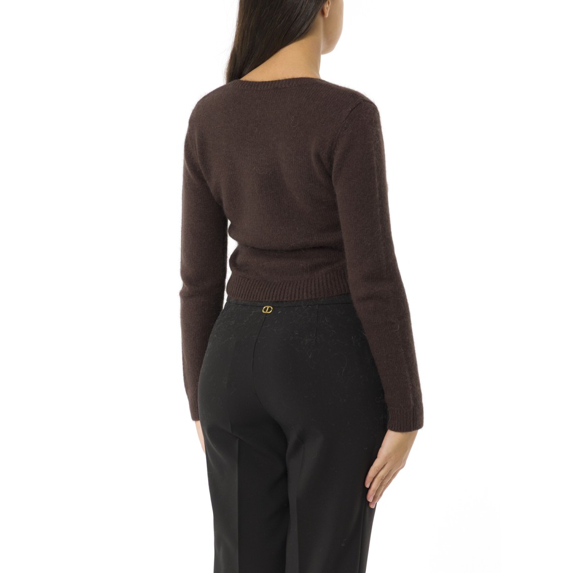 Maglia in misto angora con spilla Twinset