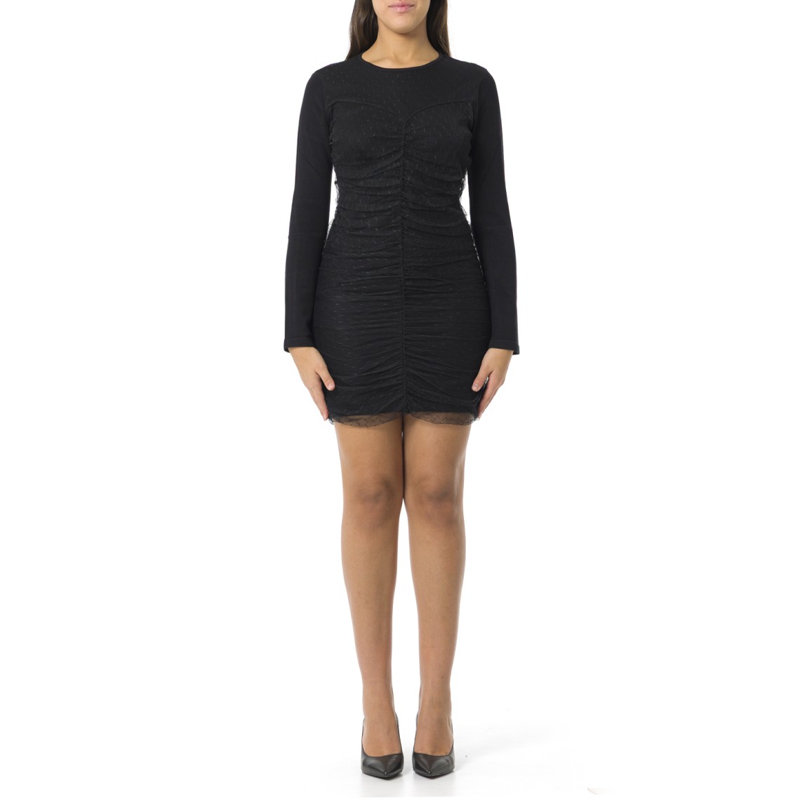 Abito corto in maglia e tulle Twinset