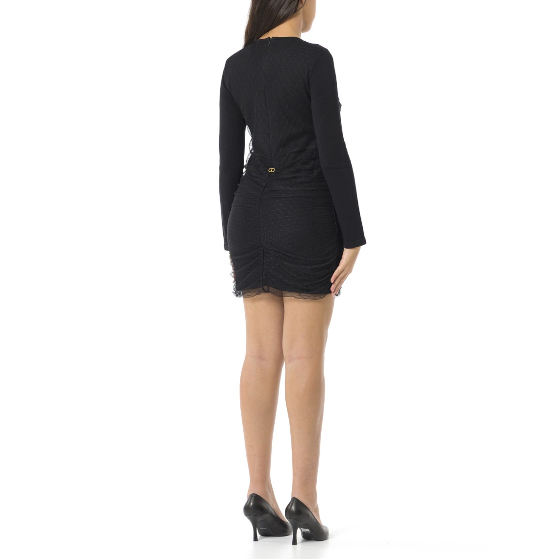 Abito corto in maglia e tulle Twinset