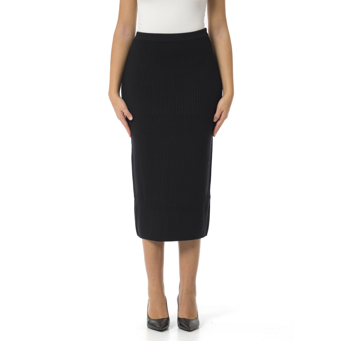 Gonna longuette a coste con spacco Twinset