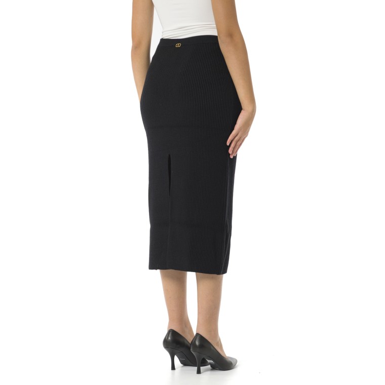 Gonna longuette a coste con spacco Twinset