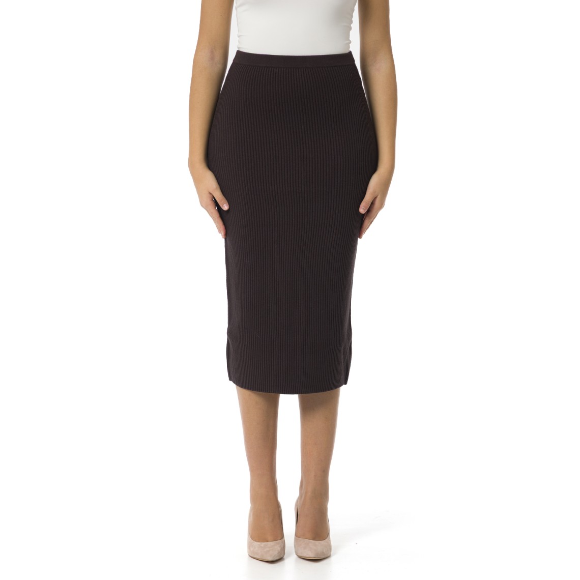 Gonna longuette a coste con spacco Twinset