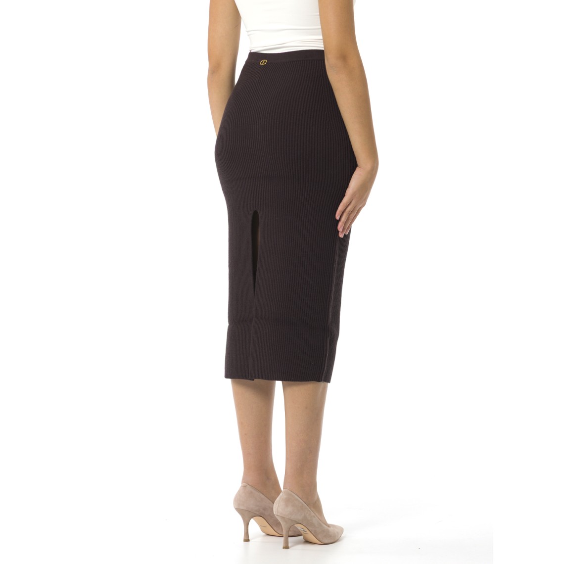 Gonna longuette a coste con spacco Twinset
