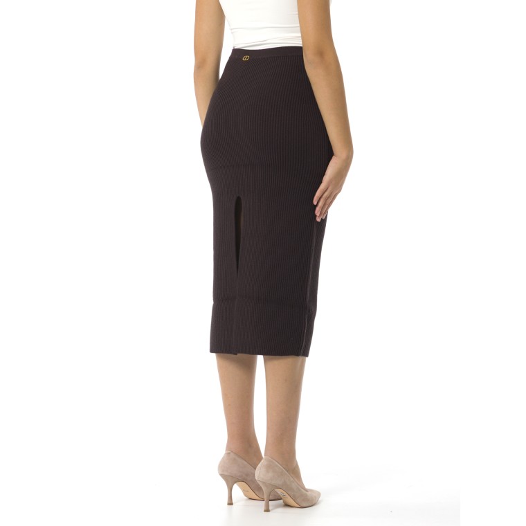 Gonna longuette a coste con spacco Twinset