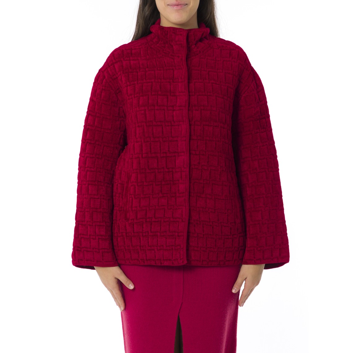 Giacca con collo alto in ciniglia Emporio Armani