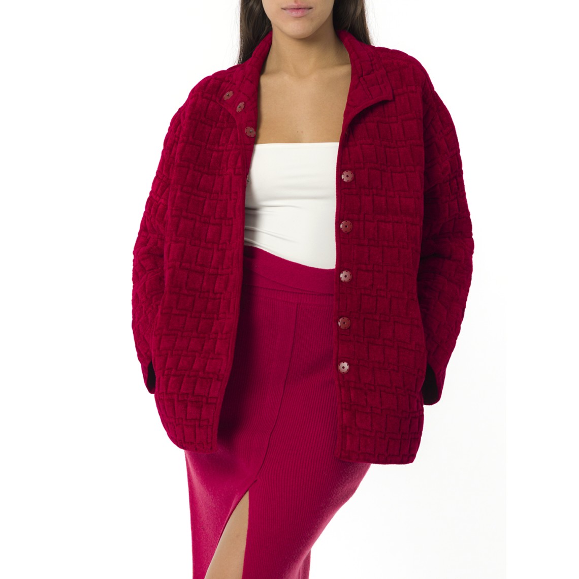 Giacca con collo alto in ciniglia Emporio Armani