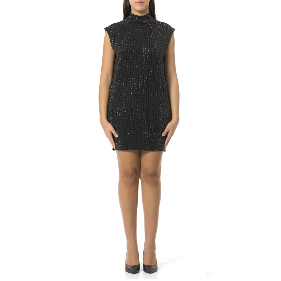 Abito smanicato con collo lupetto e strass Emporio Armani