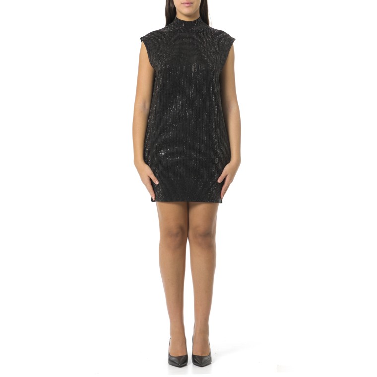 Abito smanicato con collo lupetto e strass Emporio Armani