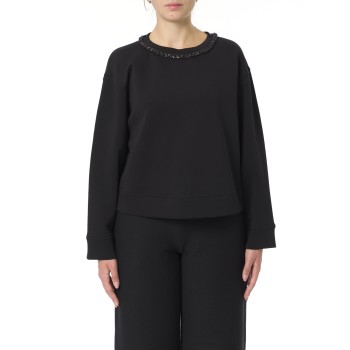 Felpa girocollo con strass Emporio Armani