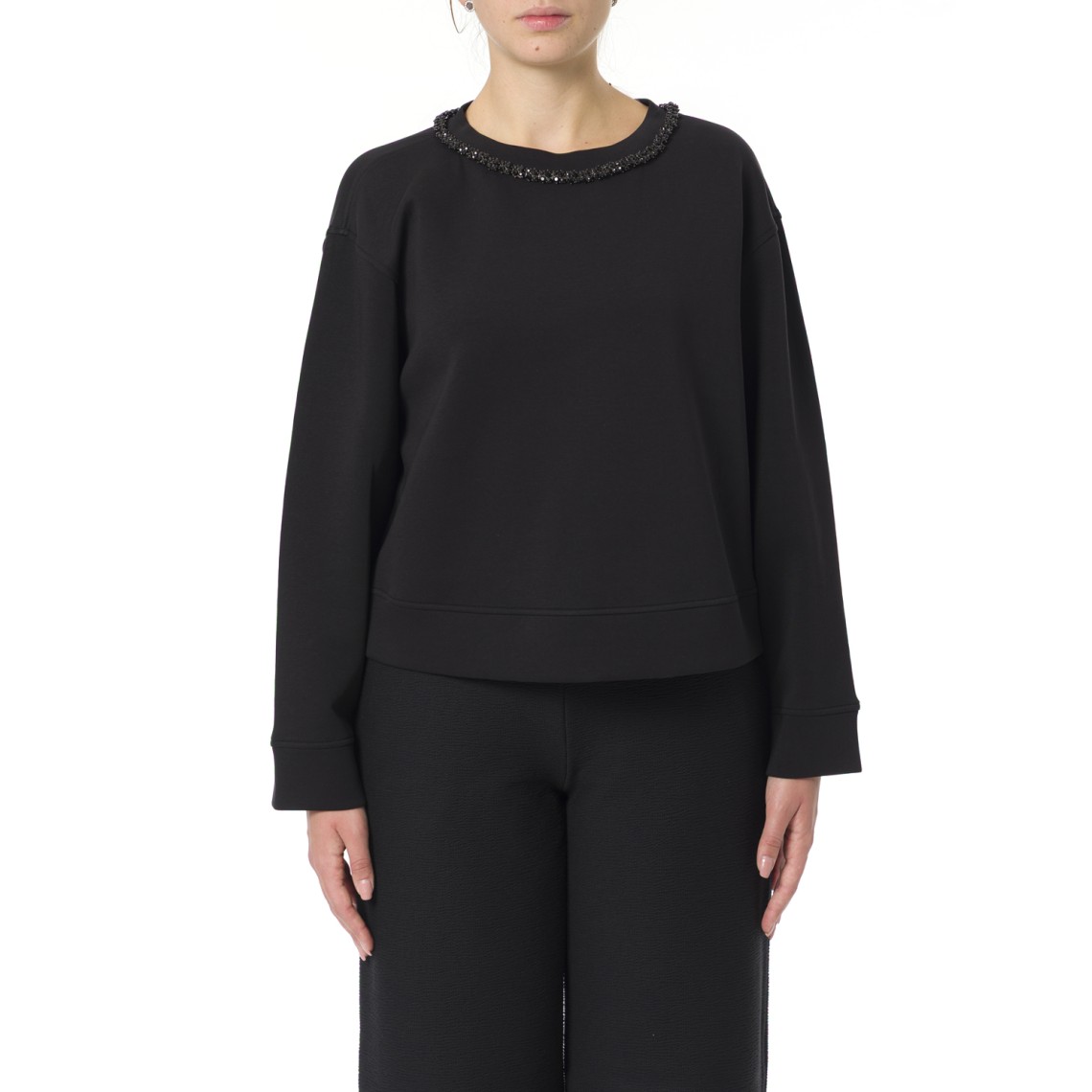 Felpa girocollo con strass Emporio Armani