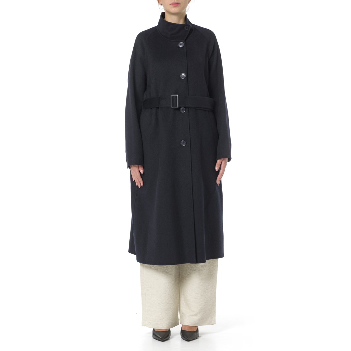 Cappotto a collo alto con cintura Emporio Armani