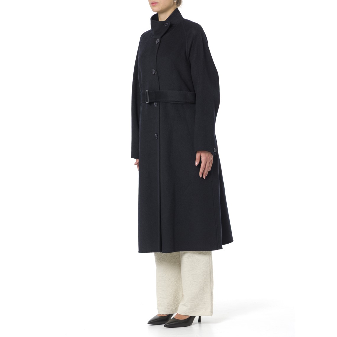 Cappotto a collo alto con cintura Emporio Armani