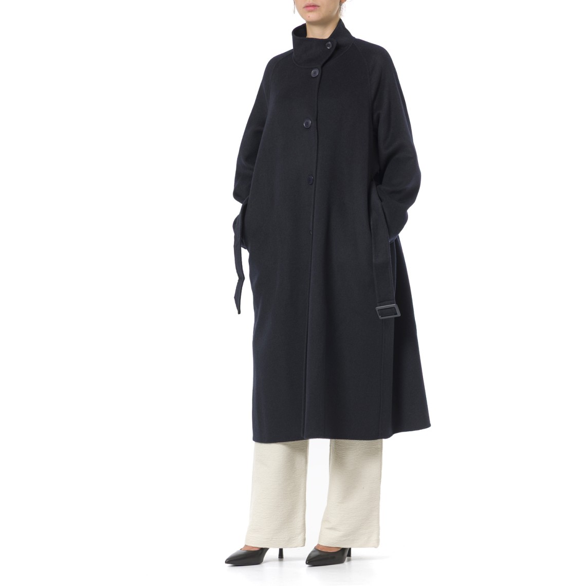 Cappotto a collo alto con cintura Emporio Armani