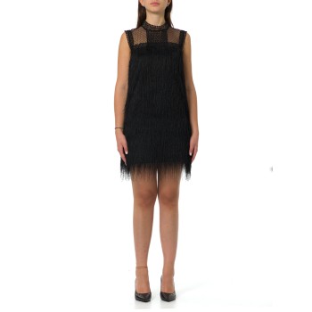 Abito corto con frange e tulle Twinset