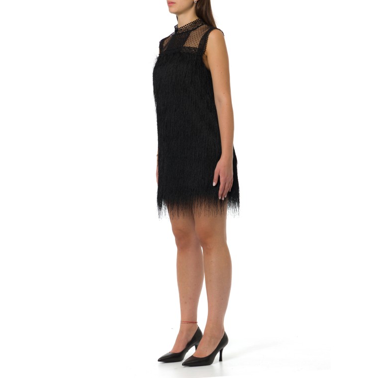 Abito corto con frange e tulle Twinset