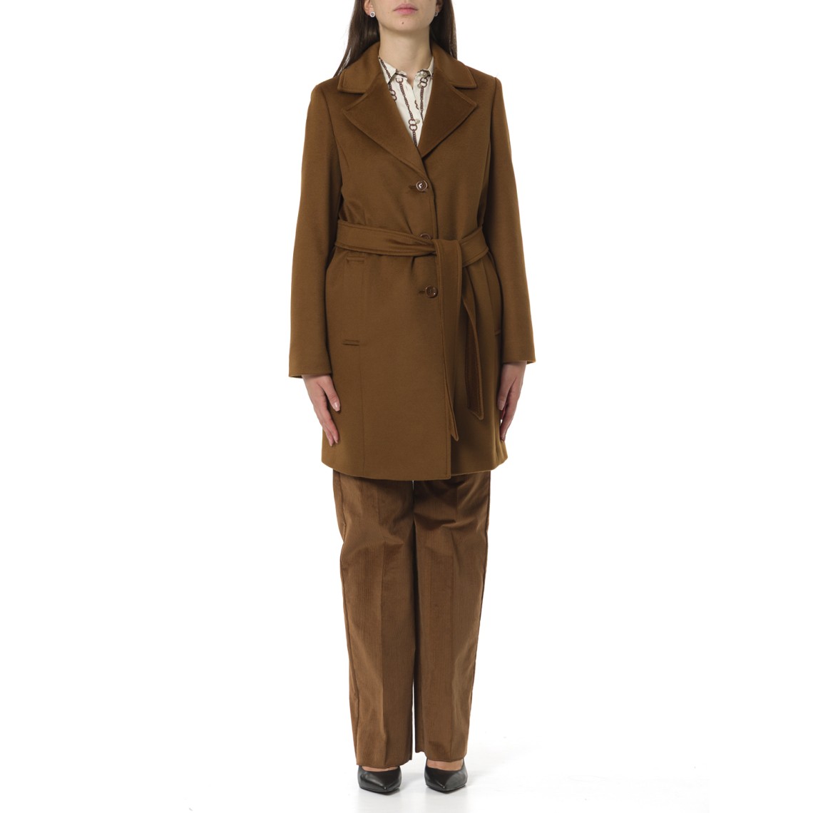 Cappotto in drap di lana con cintura Pennyblack