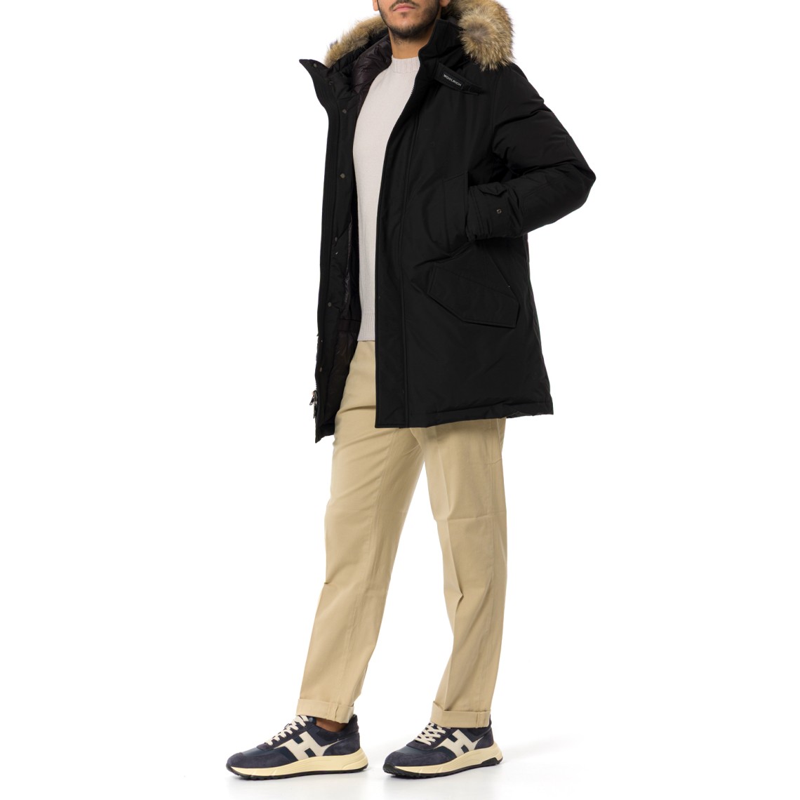 Polar Parka in Ramar Cloth con collo alto e bordo in pelliccia Woolrich