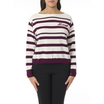 Maglia a righe con logo ricamato Twinset
