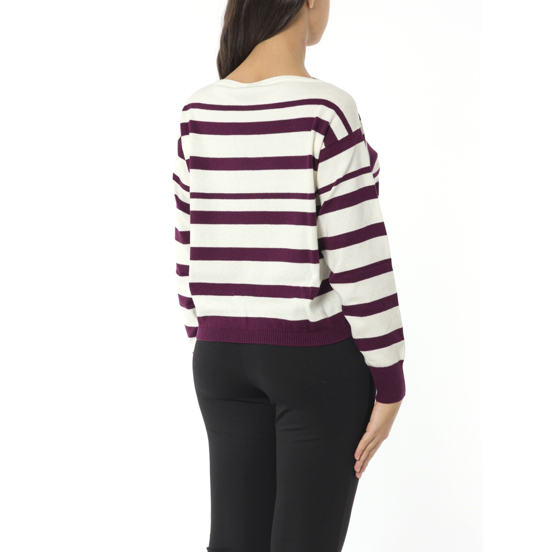 Maglia a righe con logo ricamato Twinset