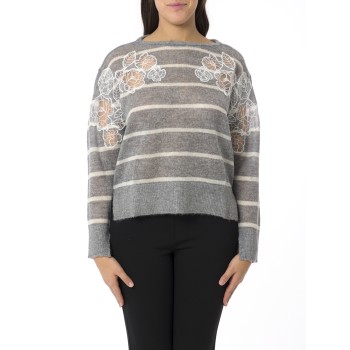 Maglia in misto mohair con pizzo e spacchi Twinset