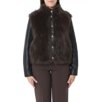Giubbino Twinset con pelliccia e maniche spalmate