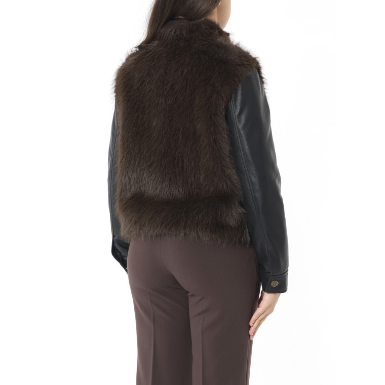 Giubbino Twinset con pelliccia e maniche spalmate