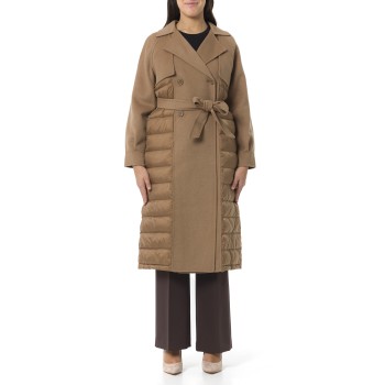 Cappotto Twinset in misto lana con inserti trapuntati e...