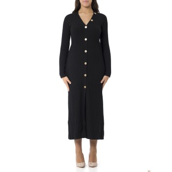 Abito-cardigan lungo in misto lana a costine Twinset
