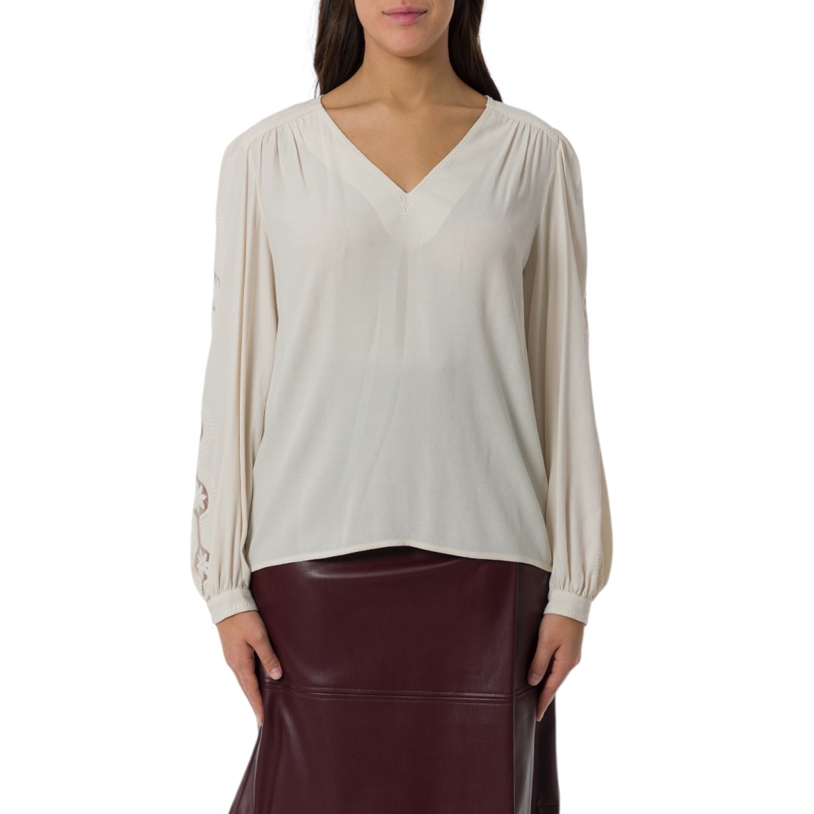 Blusa in crêpe con ricamo Twinset