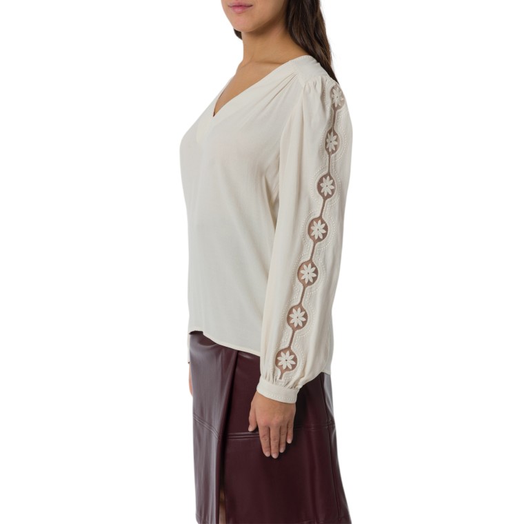 Blusa in crêpe con ricamo Twinset
