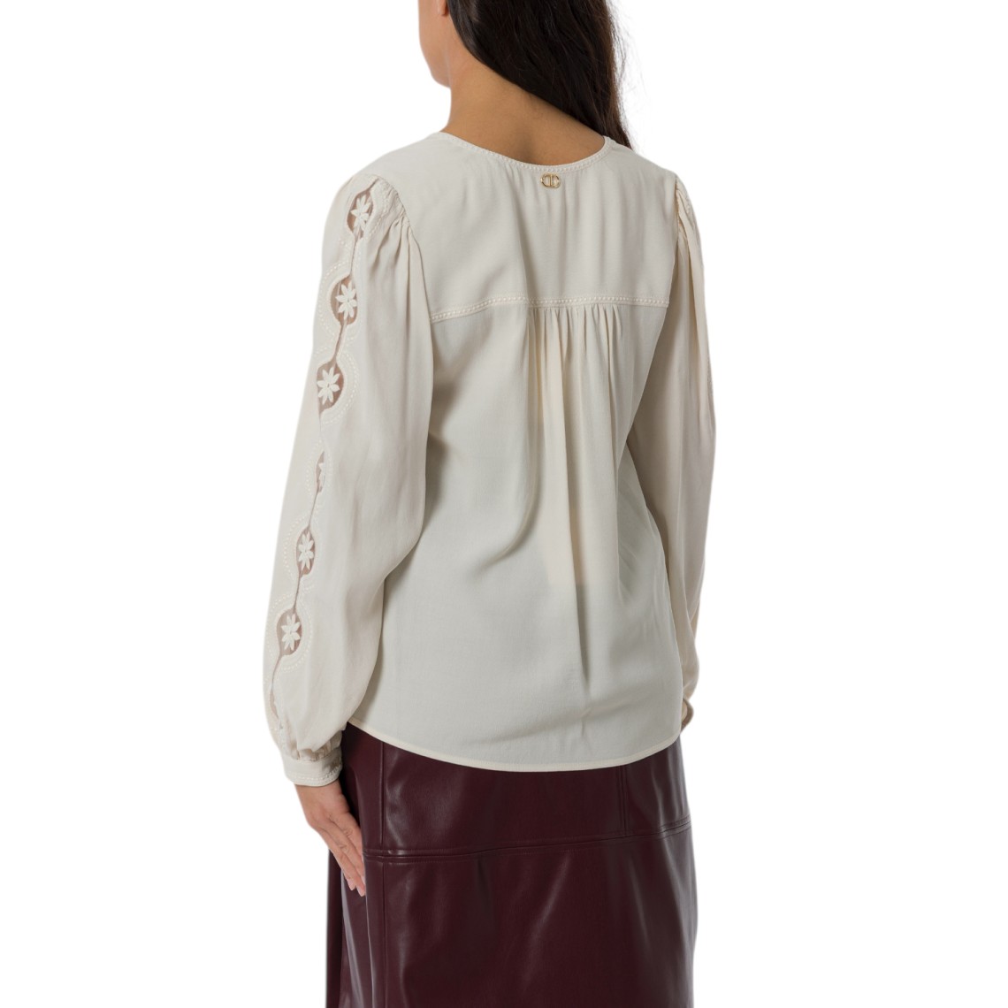 Blusa in crêpe con ricamo Twinset