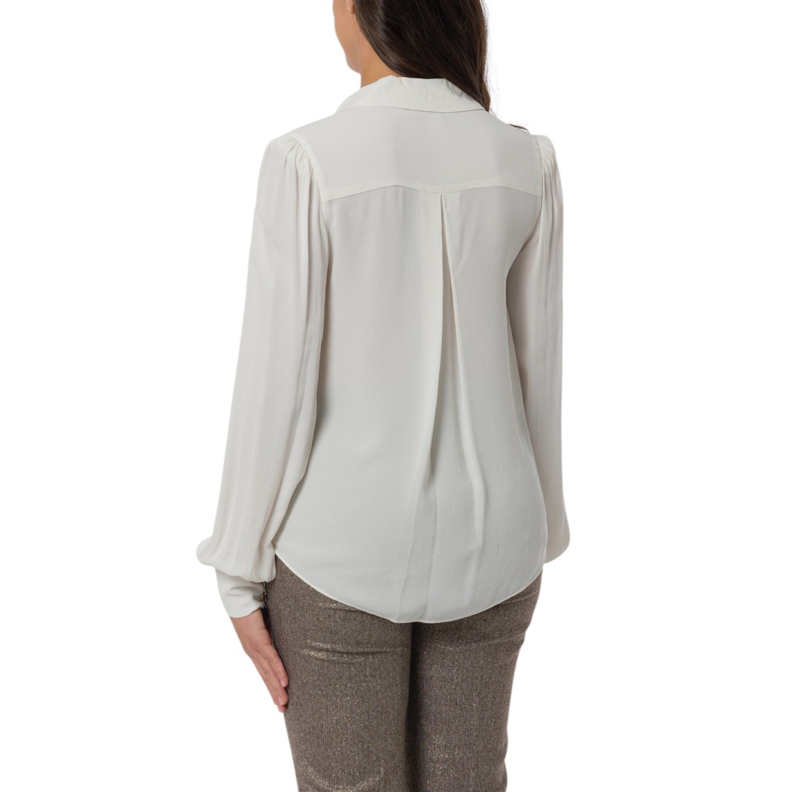 Blusa con arricciature e catena Oval T Twinset