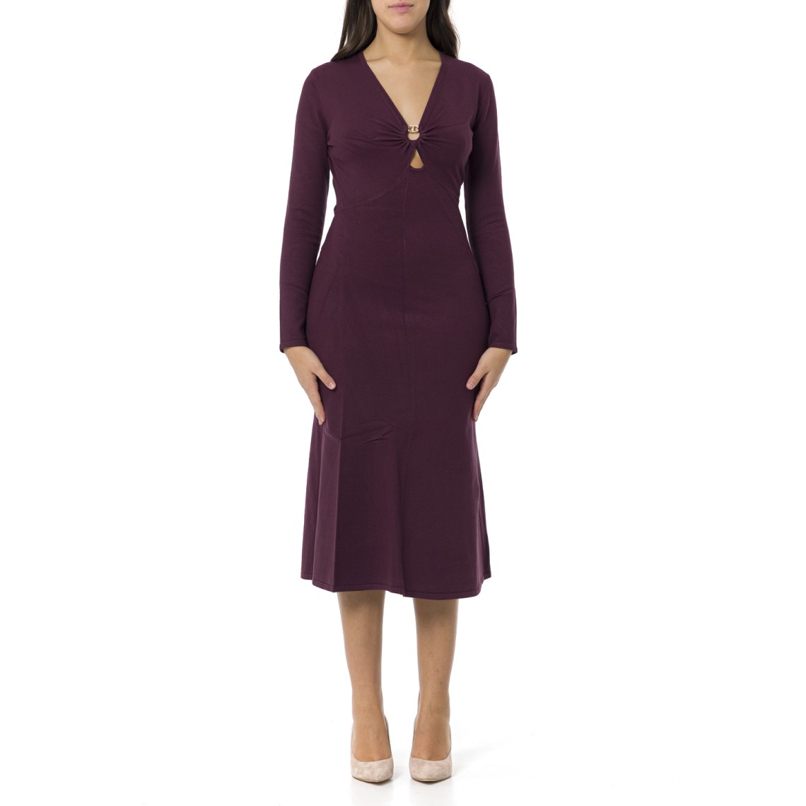 Abito longuette in maglia con Oval T Twinset