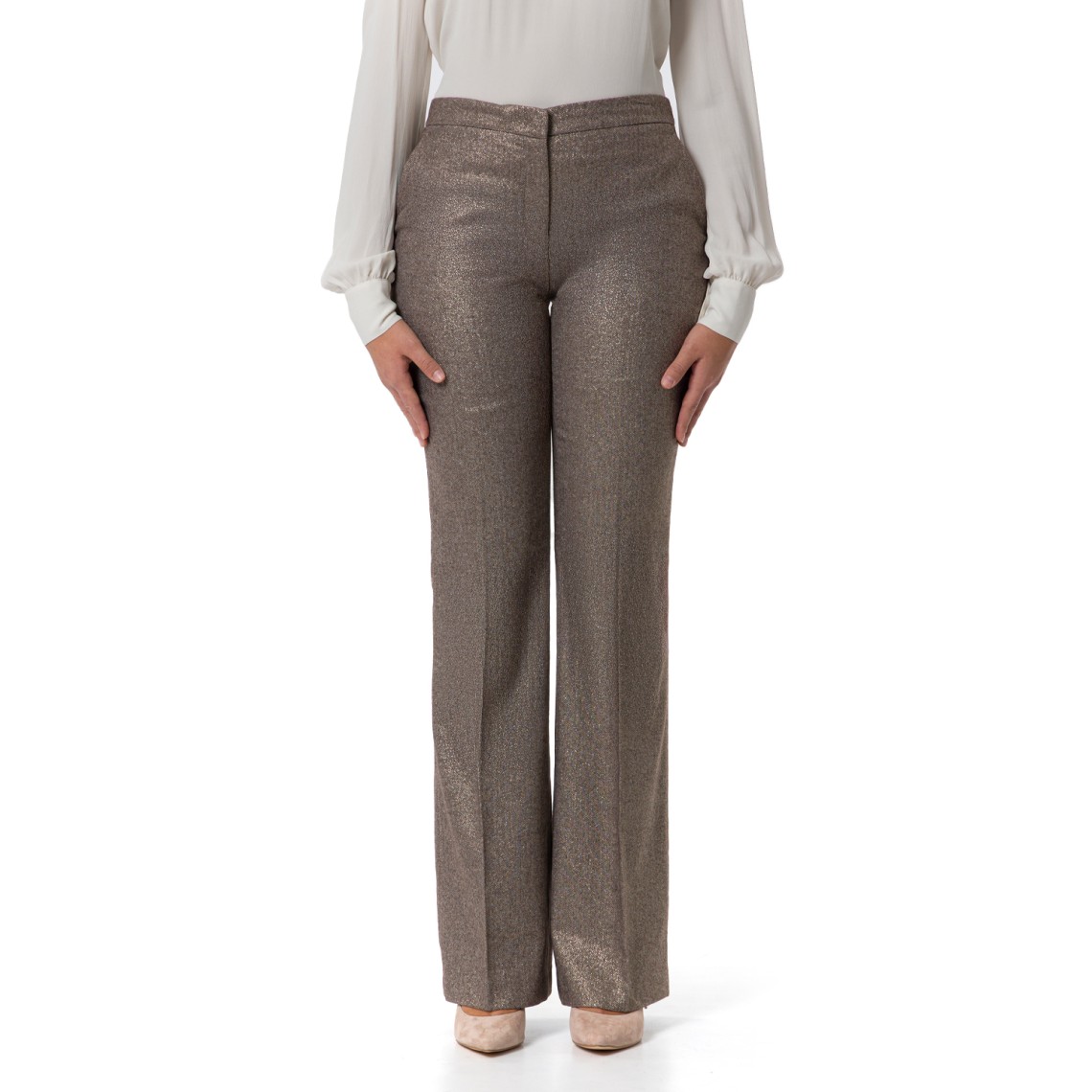 Pantaloni flare in misto lana con lurex Twinset