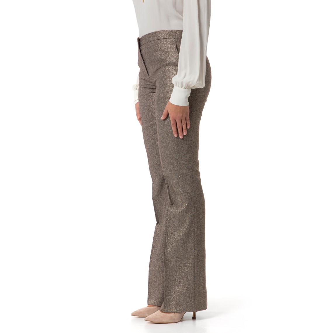 Pantaloni flare in misto lana con lurex Twinset
