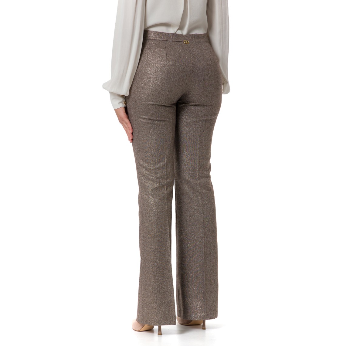 Pantaloni flare in misto lana con lurex Twinset