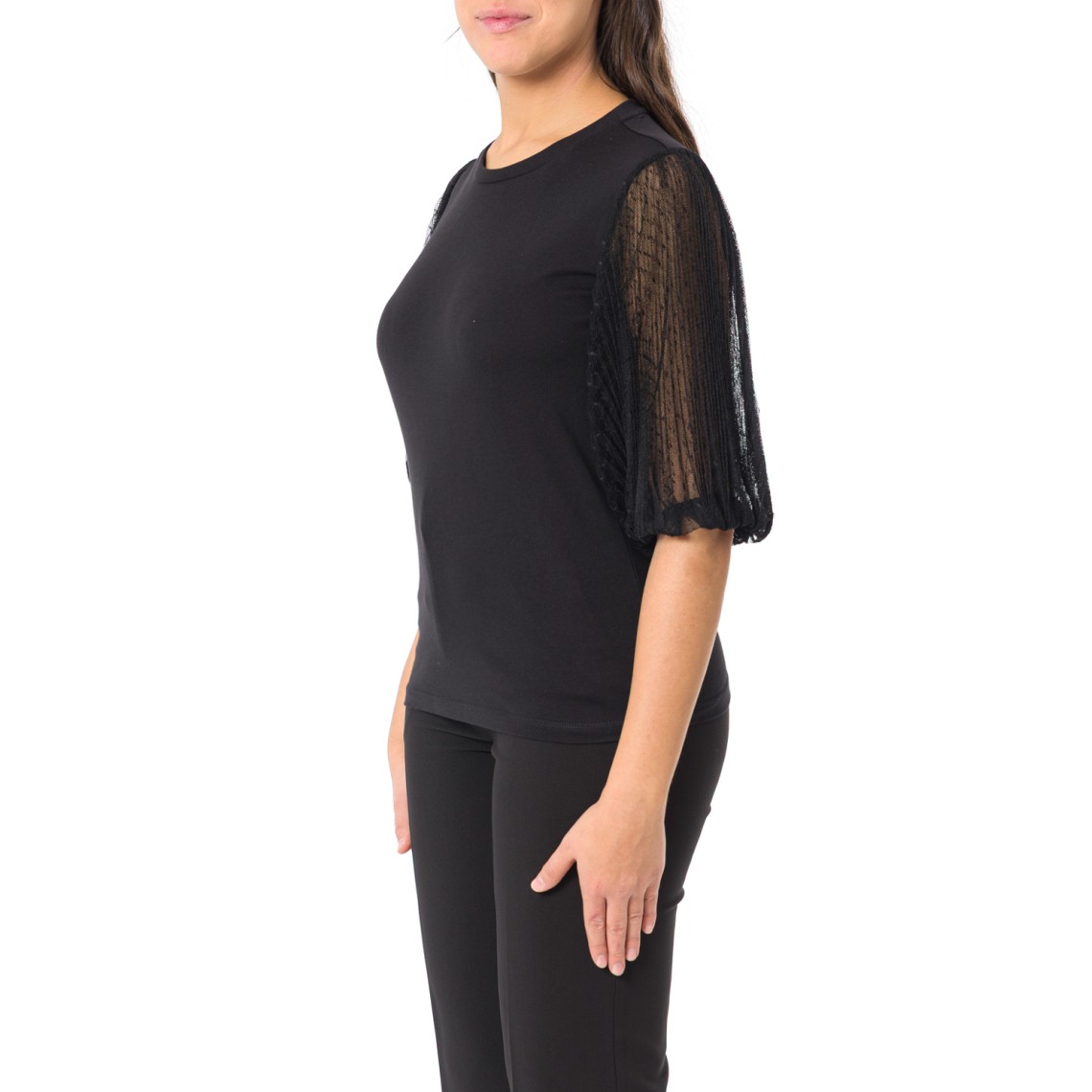 T-shirt con maniche plumetis Twinset